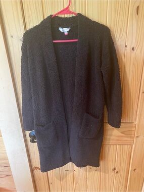 No Boundaries Black Fuzzy Jacket with Pink Tag